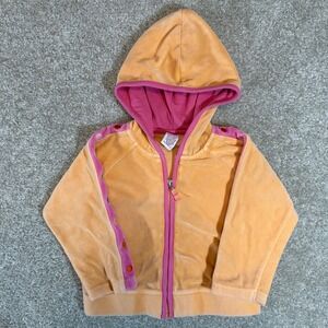 Vtg Gymboree Bubble Fun Velour Zip Up Hoodie Jacket Pink Orange Polka Dot 2T